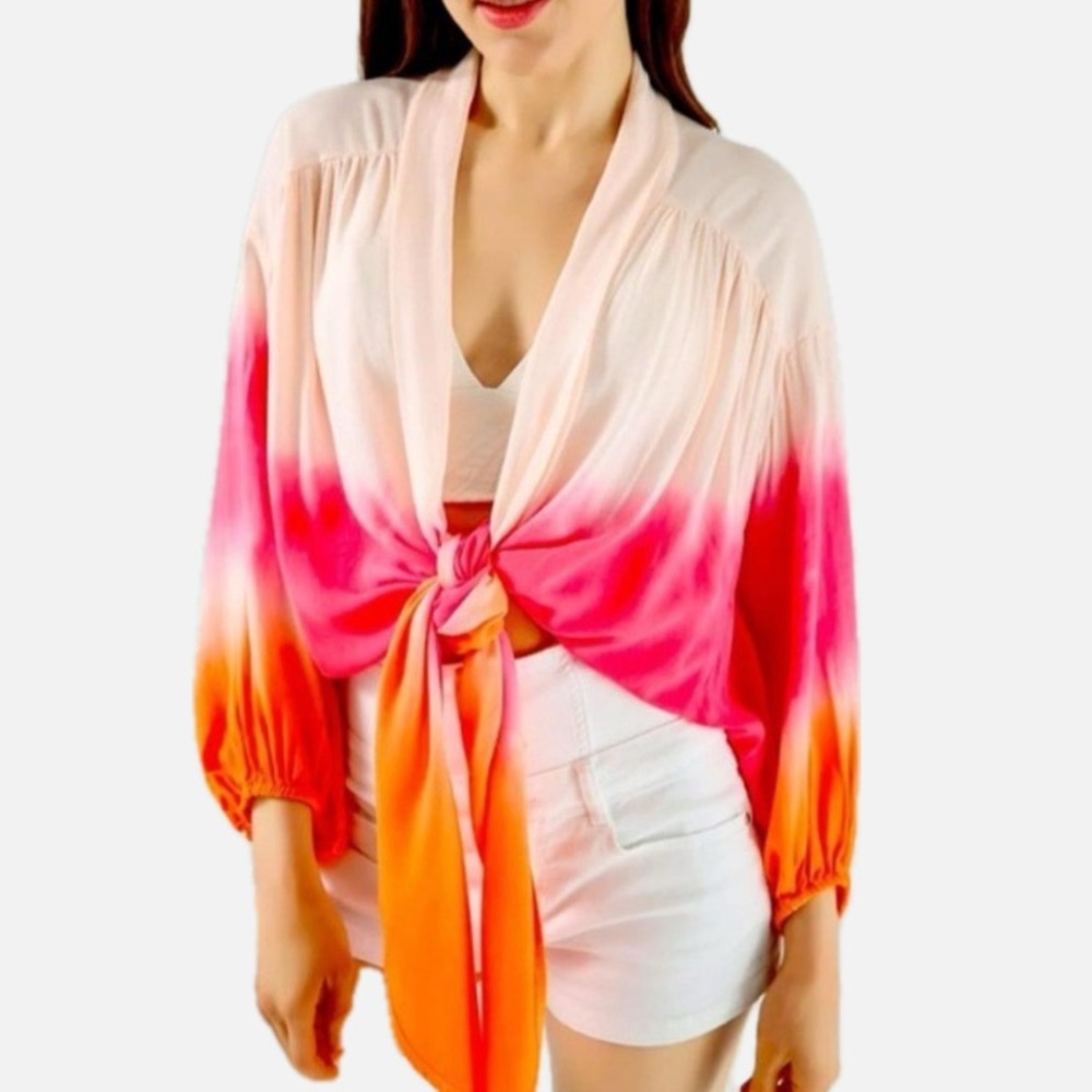 Young Fabulous & Broke Cream Tie-Front Blouse cardigan
